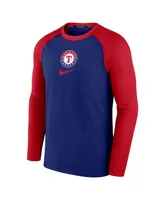 Men's Nike Royal Texas Rangers Authentic Collection Game Raglan Performance Long Sleeve T-shirt