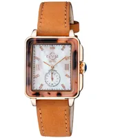 GV2 by Gevril Women's Bari Tortoise Swiss Quartz Tan Leather Watch 30mm x 34mm