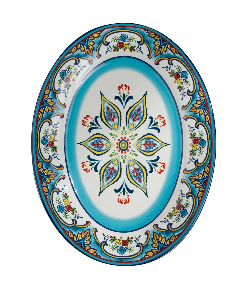 Euro Ceramica Zanzibar Oval Serving Platter, 18"