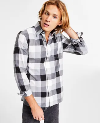 Sun + Stone Men's Burke Regular-Fit Plaid Button-Down Shirt, Created for Macy's