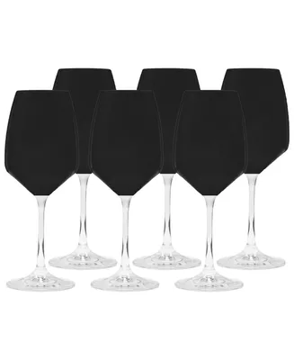 Black Wine Glasses with Stem, Set of 6