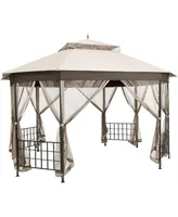 Costway 10'x12' Patio Gazebo Canopy Shelter Double Top Netting Sidewalls