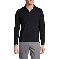 Lands' End Men's School Uniform Long Sleeve Mesh Polo Shirt