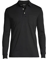 Lands' End Men's Long Sleeve Cotton Supima Polo Shirt with Pocket