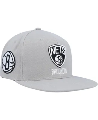 Men's Mitchell & Ness Gray Brooklyn Nets Side Core 2.0 Snapback Hat