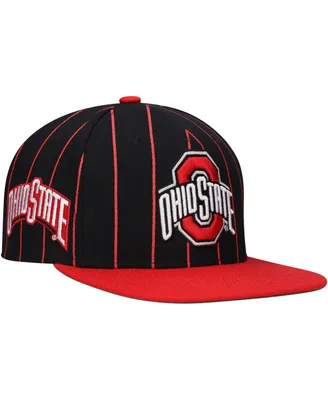 Men's Mitchell & Ness Black Ohio State Buckeyes Team Pinstripe Snapback Hat