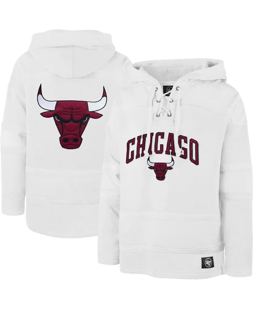 Men's '47 Brand White Chicago Bulls 2022/23 Pregame Mvp Lacer Pullover Hoodie - City Edition