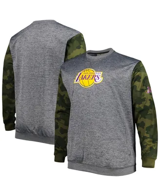 Men's Fanatics Heather Charcoal Los Angeles Lakers Big and Tall Camo Stitched Sweatshirt