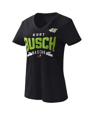 Women's G-iii 4Her by Carl Banks Black Kurt Busch Dream Team V-Neck T-shirt