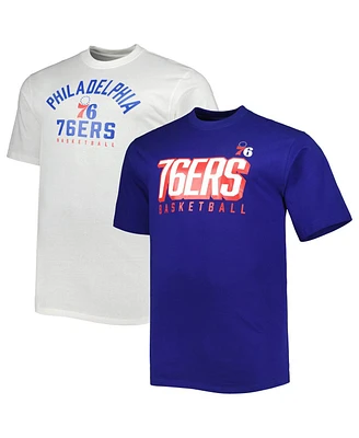 Men's Fanatics Royal, White Philadelphia 76ers Big and Tall Two-Pack T-shirt Set