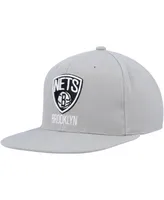 Men's Mitchell & Ness Gray Brooklyn Nets Side Core 2.0 Snapback Hat