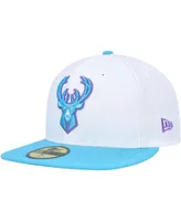 Men's New Era White Milwaukee Bucks Vice Blue Side Patch 59FIFTY Fitted Hat