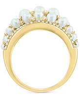 Effy Freshwater Pearl (2 - 3-1/2mm) & Diamond (1/3 ct. t.w.) Cluster Ring in 14k Gold