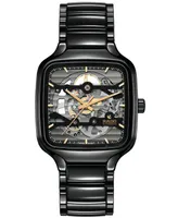 Rado Unisex Swiss Automatic True Square Skeleton High-Tech Ceramic Bracelet Watch 38mm