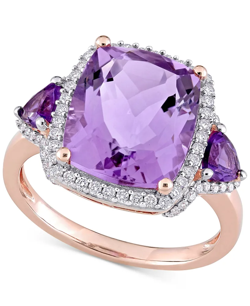 Amethyst (5-3/8 ct. t.w.) & Diamond (1/3 Halo Ring 14k Rose Gold