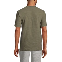 Lands' End Men's Tall Waffle Short Sleeve Pajama Henley T-Shirt