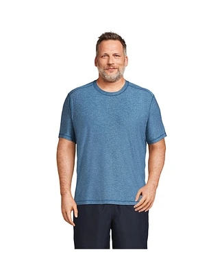 Lands' End Men's Big and Tall Short Sleeve Upf 50 Swim Tee Rash Guard