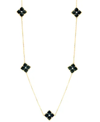 Effy Onyx & Diamond (1/20 ct. t.w.) 18" Collar Necklace in 14k Gold