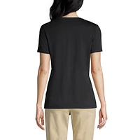 Lands' End Women's Relaxed Supima Cotton Short Sleeve V-Neck T-Shirt