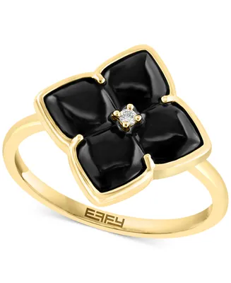 Effy Onyx & Diamond Accent Flower Ring in 14k Gold