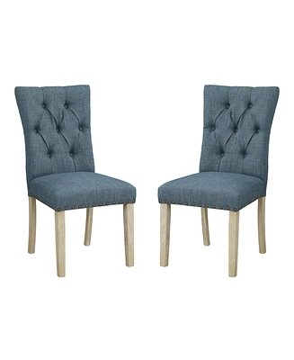 Preston Dining Chair 2-Pack with Antique-like Bronze Nailheads and Brushed Legs Fabric