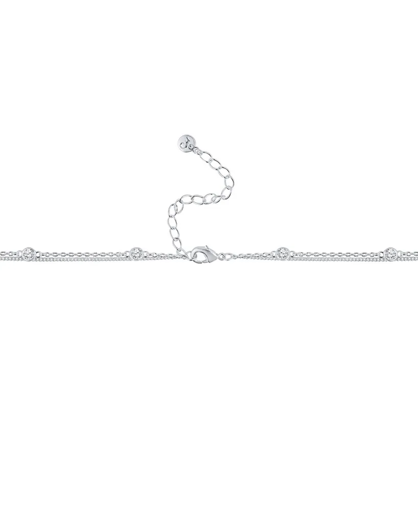 And Now This Cubic Zirconia Silver Plated Double Strand Necklace