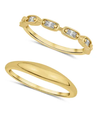 And Now This Cubic Zirconia 18K Gold Plated Duo Stack Ring Set, 2 Pieces