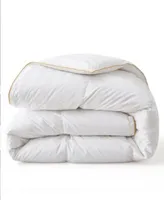 Unikome 500 Thread Count Cotton Fabric All Season Classic Stripped White Goose Down Fiber Comforter Collection