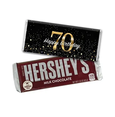 Just Candy 24ct 70th Birthday Candy Party Favors Wrapped Hershey's Chocolate Bars by (24 Pack) - Candy Included - Assorted pre