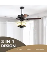 Costway 50'' Ceiling Fan with Light Classic Ceiling Fan Lamp w/Noiseless Reversible Motor