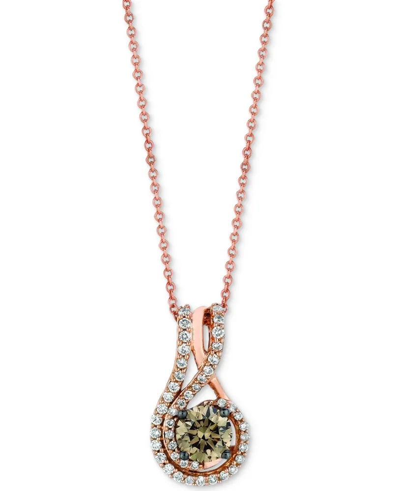 Le Vian Chocolate Diamond & Vanilla Diamond (7/8 ct. t.w.) Swirl 18" Pendant Necklace in 14k Rose Gold
