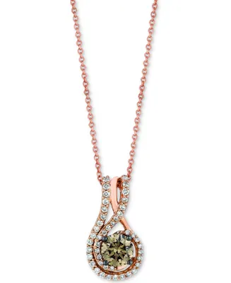 Le Vian Chocolate Diamond & Vanilla Diamond (7/8 ct. t.w.) Swirl 18" Pendant Necklace in 14k Rose Gold