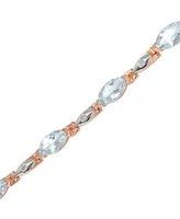 Aquamarine (4 ct. t.w.) & Diamond (1/20 ct. t.w.) Link Bracelet Set in Sterling Silver & Rose-Gold Plate