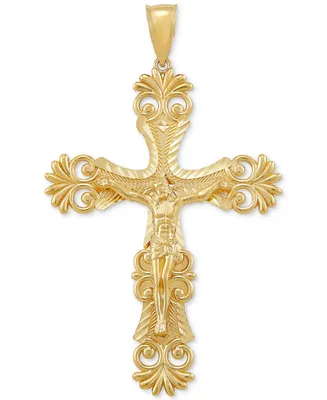 Men's Ornate Crucifix Cross Pendant in 10k Gold