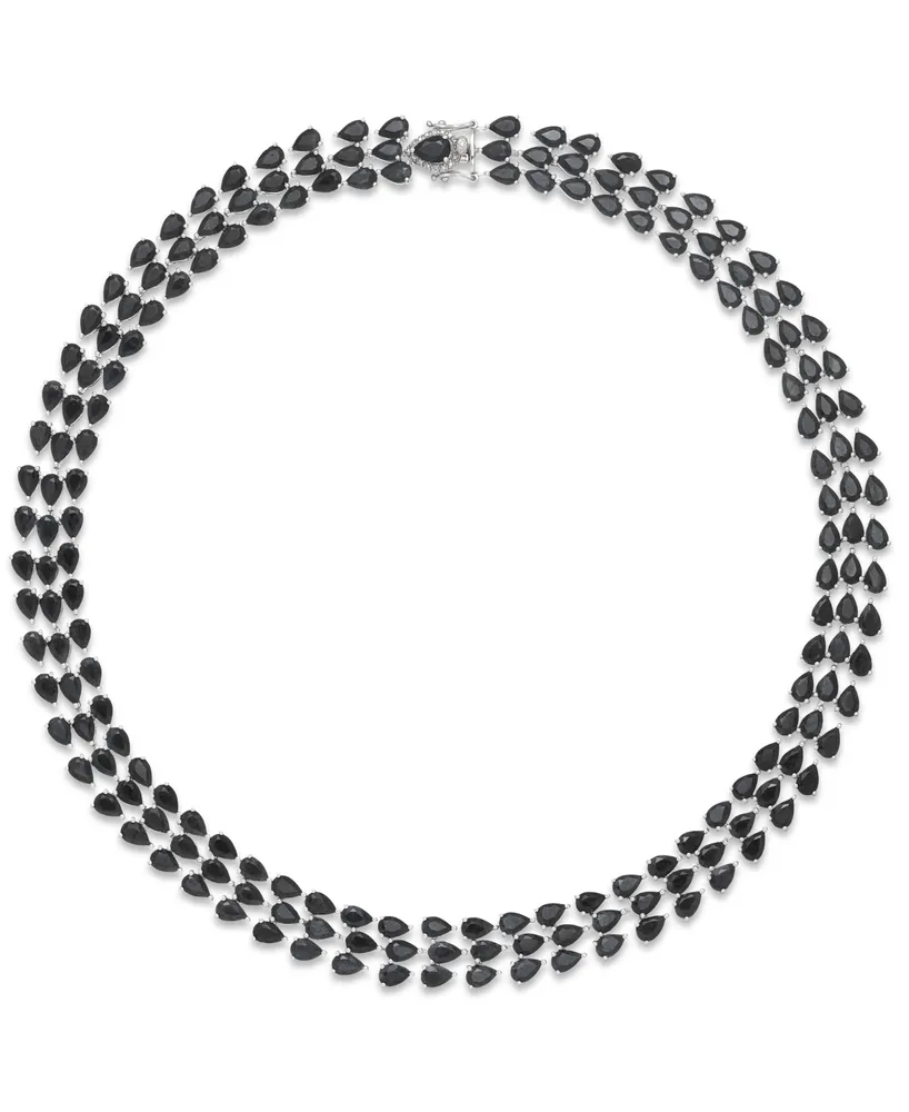 Amour 40 CT TGW Created Blue and Black Sapphire Men's Tennis Necklace in  Black Rhodium Plated Sterling Silver JMS011228 - Jewelry - Jomashop