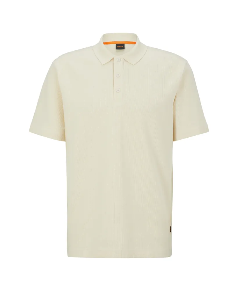 Boss by Hugo Men's Waffle Structure Cotton-Blend Relaxed-Fit Polo Shirt