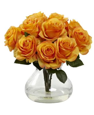 Nearly Natural Rose Arrangement w/Vase