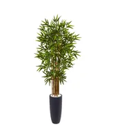 Nearly Natural 5' Bamboo Artificial Tree in Gray Cylinder Planter