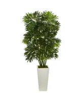 Nearly Natural 49" Mini Artificial Pam Tree in White Tower Planter