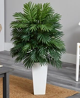 Nearly Natural 40" Areca Palm Artificial Plant in White Tower Planter