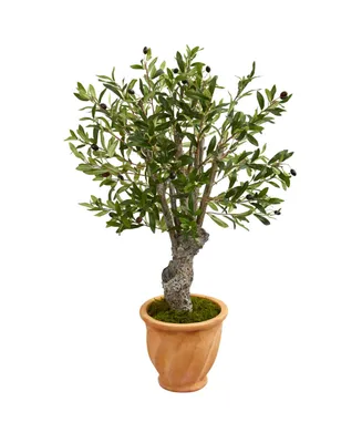 Nearly Natural 3' Olive Artificial Tree in Terracotta Planter