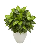 Nearly Natural Dieffenbachia Artificial Plant in White Planter