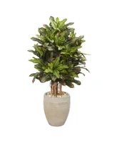 Nearly Natural 3.5' Croton Artificial Plant in Sand Colored Planter