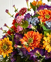 Nearly Natural Giant Mixed Floral Artificial Arrangement in Blue Vase