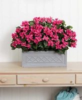 Nearly Natural 30" Bougainvillea Artificial Plant in Stone Planter