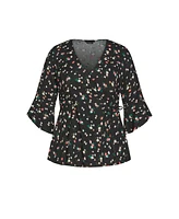 City Chic Women's Holiday Print Top