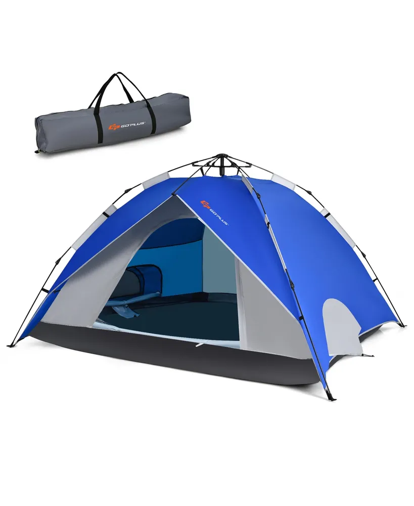 Costway 4 Person Instant Pop-up Camping Tent 2-in-1 Double-Layer Waterproof Tent