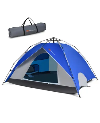 Costway 4 Person Instant Pop-up Camping Tent 2-in-1 Double-Layer Waterproof