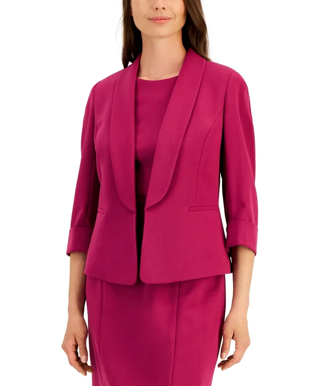 Kasper Petite Tweed One-Button Shawl-Collar Blazer