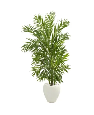 Nearly Natural 5' Areca Palm Artificial Tree in White Planter